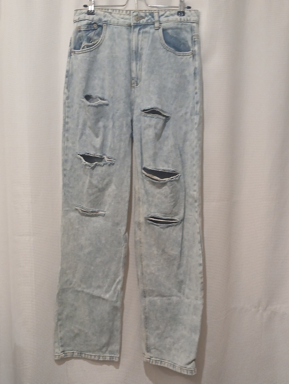 Highway Jeans Light Blue Washed Distressed Wide Leg Jeans Size 11
